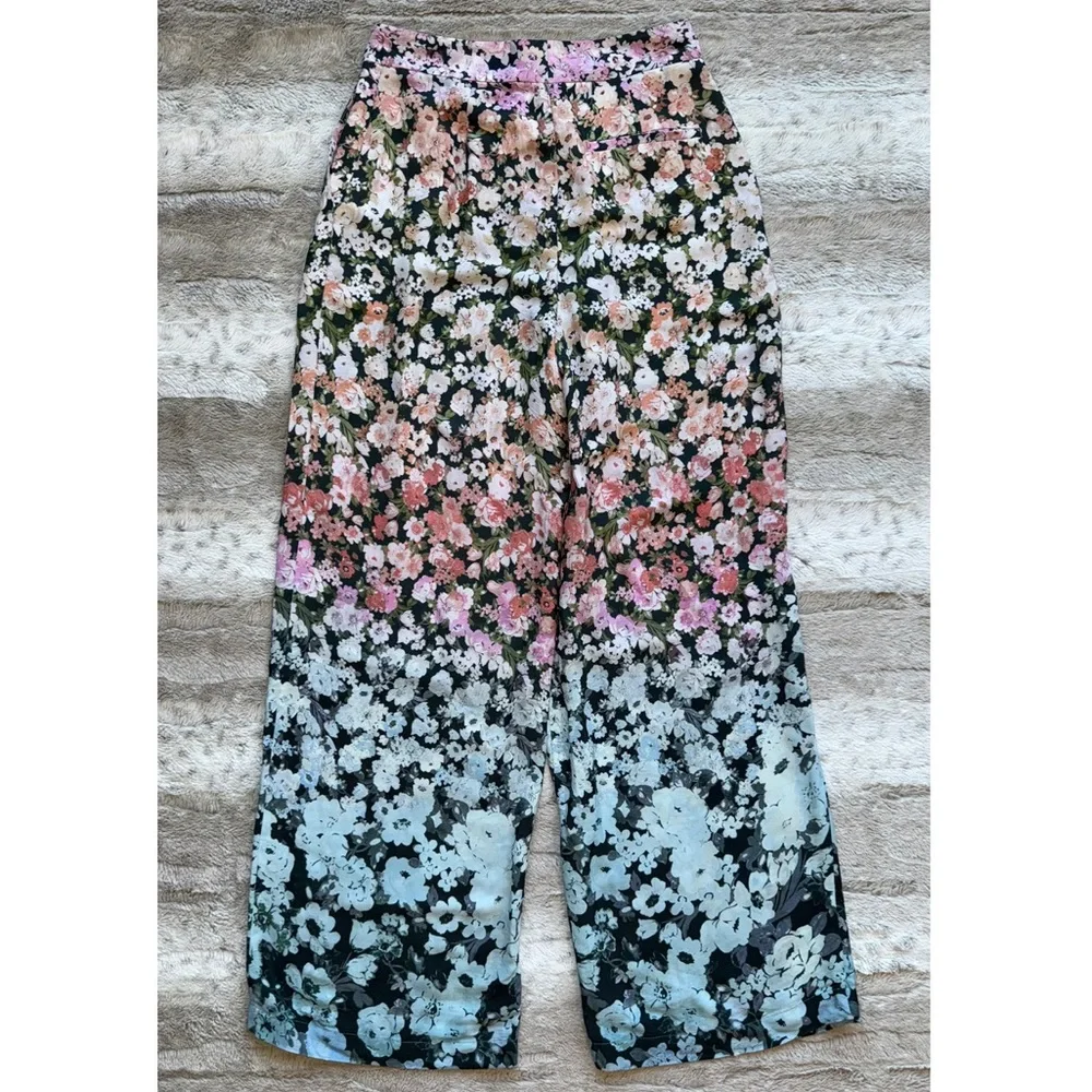 NWT REISS Serena Floral Print Wide Leg Trousers in Multicolor Size 4 - Picture 6 of 16
